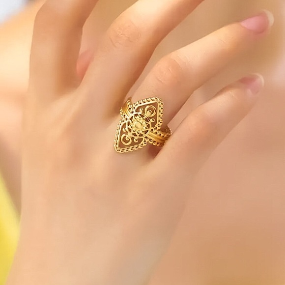 ⚜️𝟯𝟬%𝗢𝗙𝗙 𝗯𝘂𝗻𝗱𝗹𝗲𝘀 𝟯+⚜️ NEW Filigree Adjustable Stainless Steel Ring - Picture 5 of 10